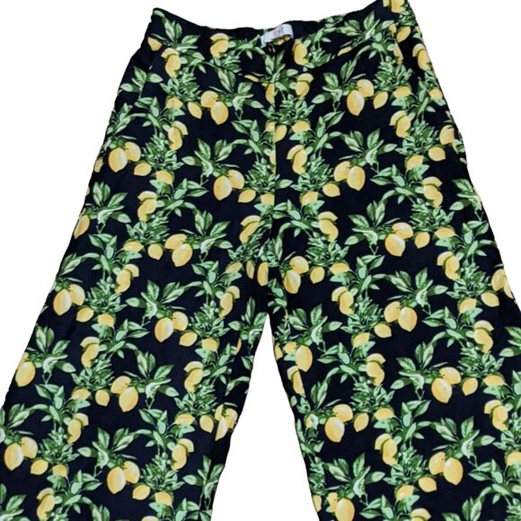 Loft Ann Taylor fluid novelty wide leg lemon linen blend back elastic pants XS - Picture 11 of 12